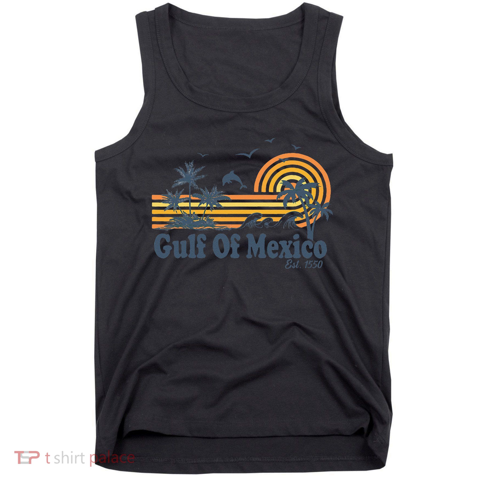 Gulf Of Mexico Est 1550 Retro Vintage Beach Palms Summer Tank Top