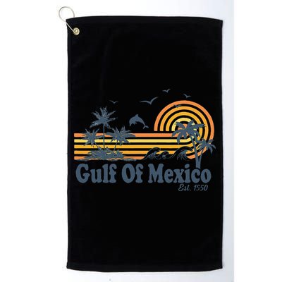 Gulf Of Mexico Est 1550 Retro Vintage Beach Palms Summer Golf Towel