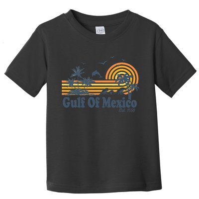Gulf Of Mexico Est 1550 Retro Vintage Beach Palms Summer Toddler T-Shirt
