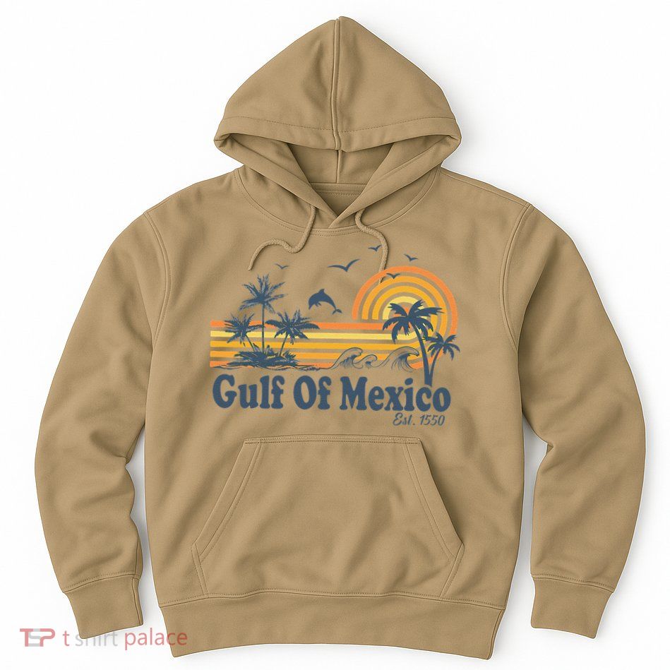 Gulf Of Mexico Est 1550 Retro Vintage Beach Palms Summer Hoodie