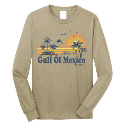 Gulf Of Mexico Est 1550 Retro Vintage Beach Palms Summer Long Sleeve Shirt