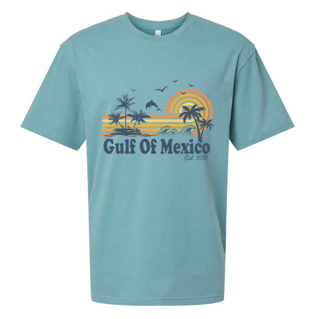Gulf Of Mexico Est 1550 Retro Vintage Beach Palms Summer Sueded Cloud Jersey T-Shirt