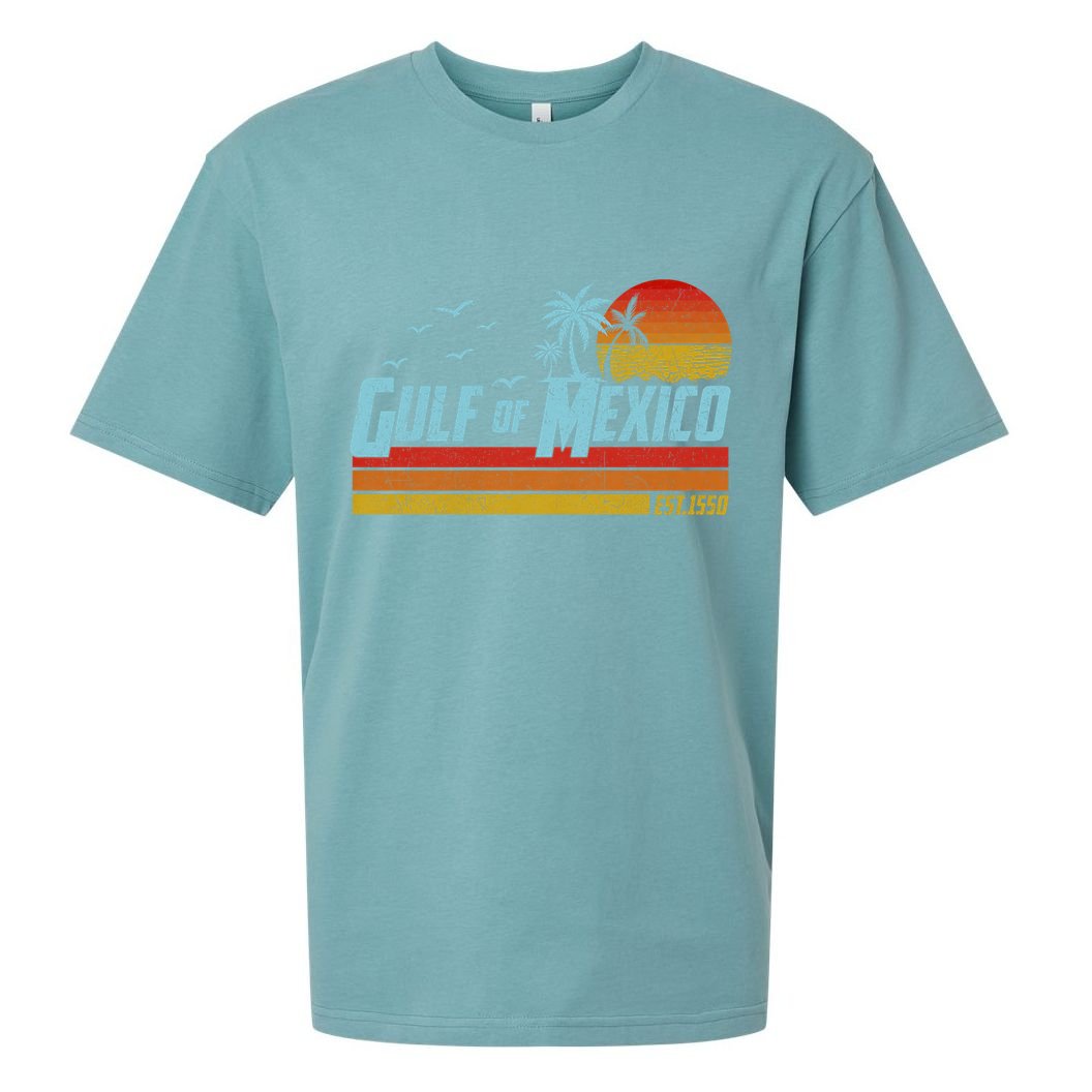 Gulf Of Mexico Est 1550 Retro Vintage Beach Sueded Cloud Jersey T-Shirt