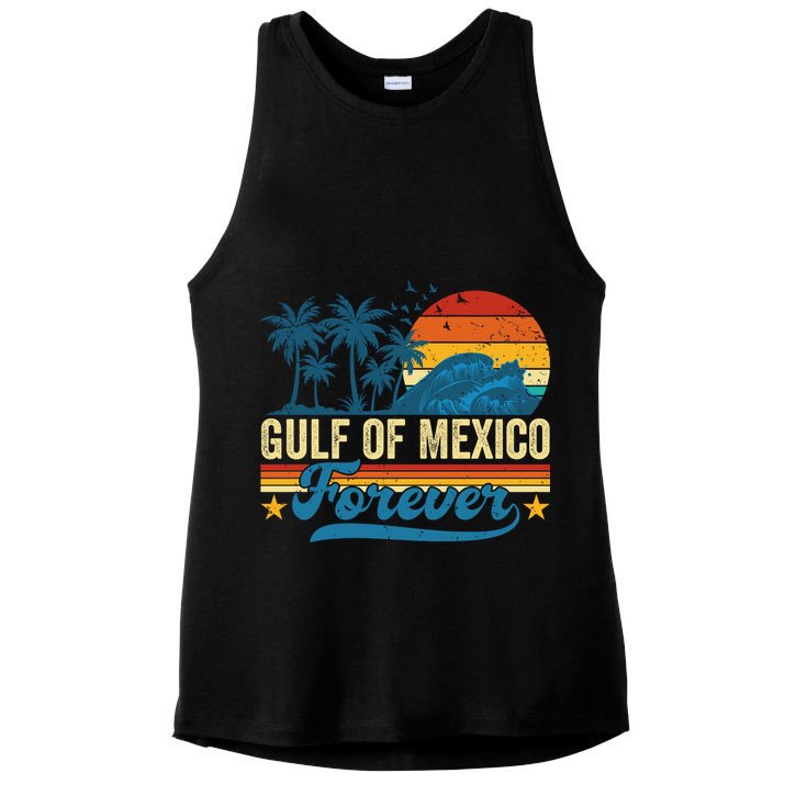 Gulf Of Mexico Forever Palms Beach Summer Holiday Vacation Ladies PosiCharge Tri-Blend Wicking Tank
