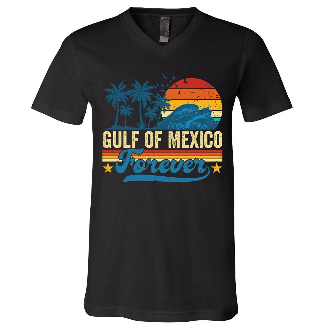 Gulf Of Mexico Forever Palms Beach Summer Holiday Vacation V-Neck T-Shirt