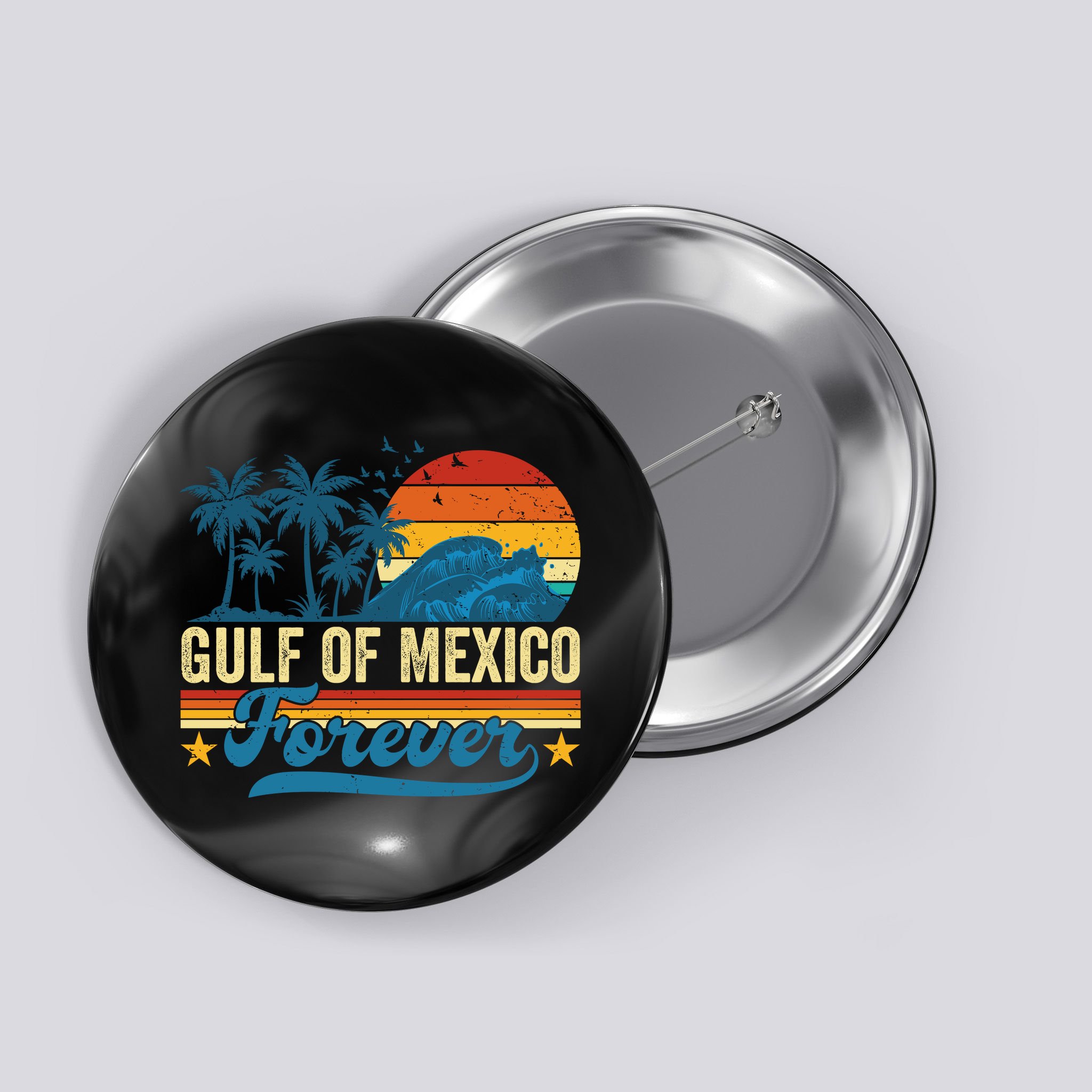 Gulf Of Mexico Forever Palms Beach Summer Holiday Vacation Button