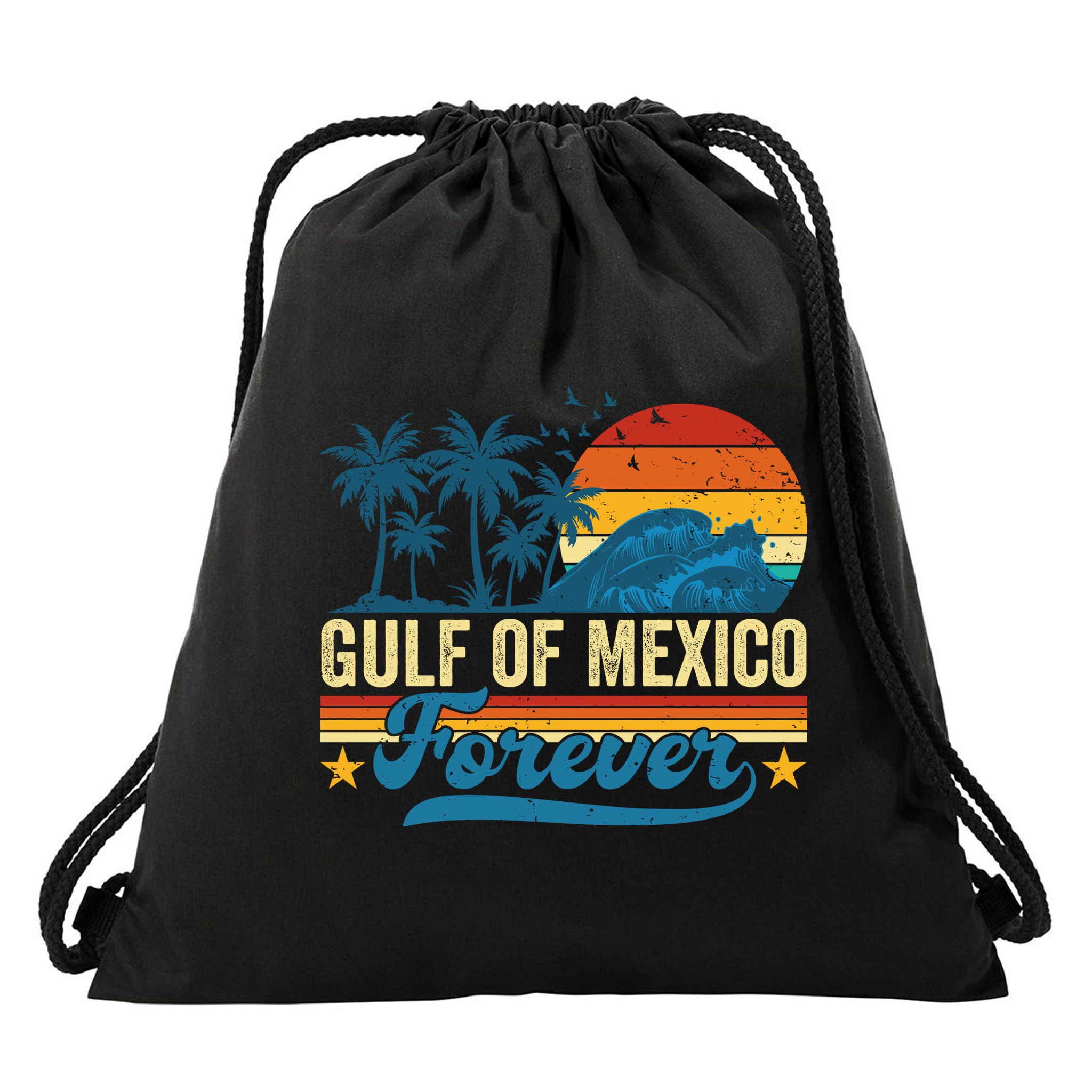 Gulf Of Mexico Forever Palms Beach Summer Holiday Vacation Drawstring Bag
