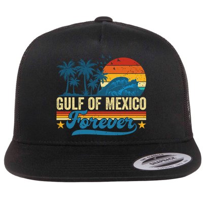Gulf Of Mexico Forever Palms Beach Summer Holiday Vacation Flat Bill Trucker Hat