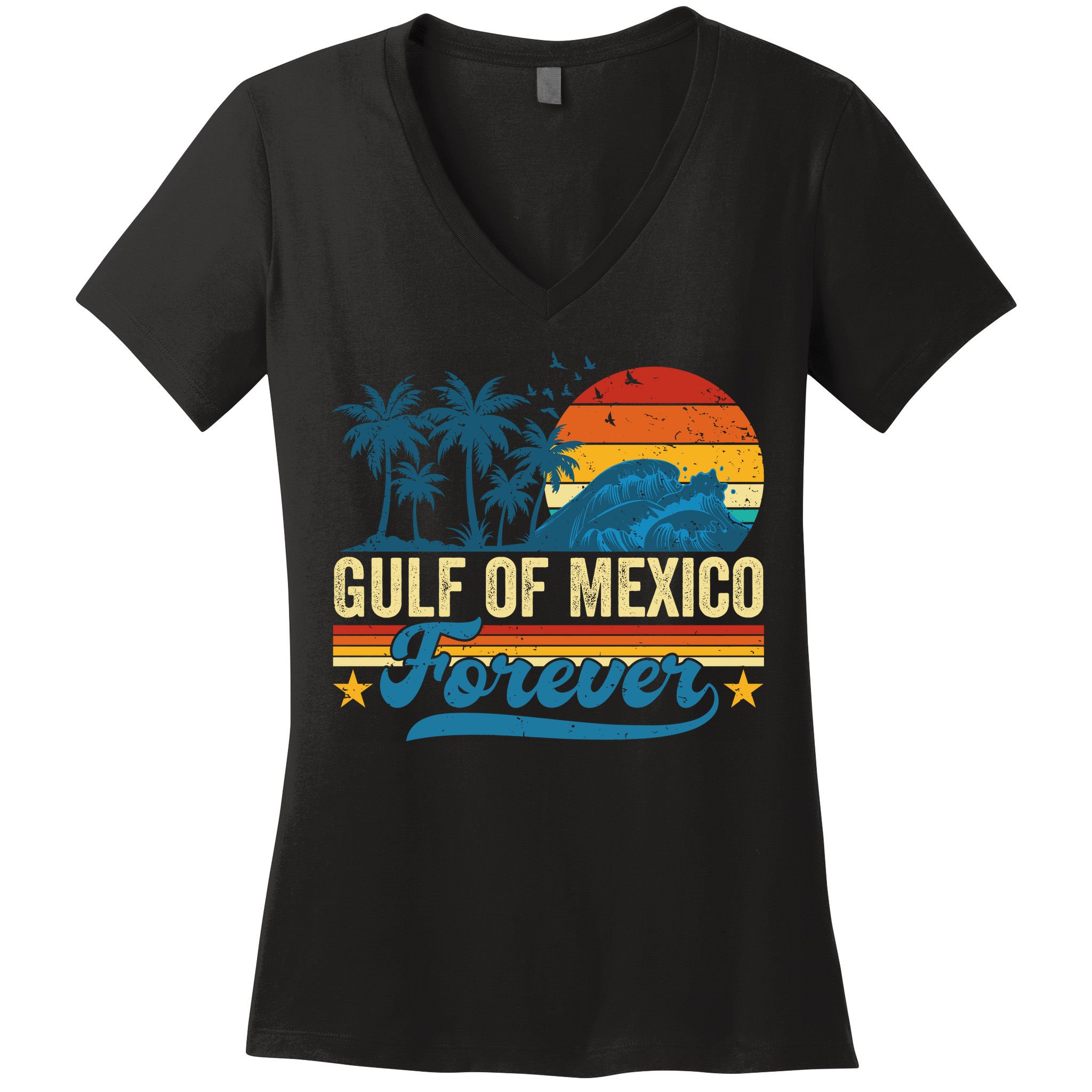Gulf Of Mexico Forever Palms Beach Summer Holiday Vacation Women's V-Neck T-Shirt