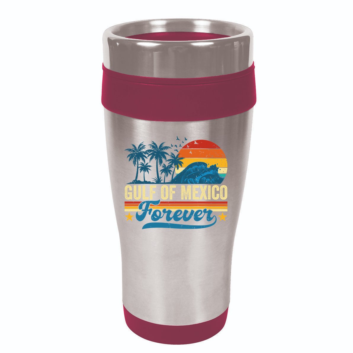 Gulf Of Mexico Forever Palms Beach Summer Holiday Vacation 16oz Travel Tumbler