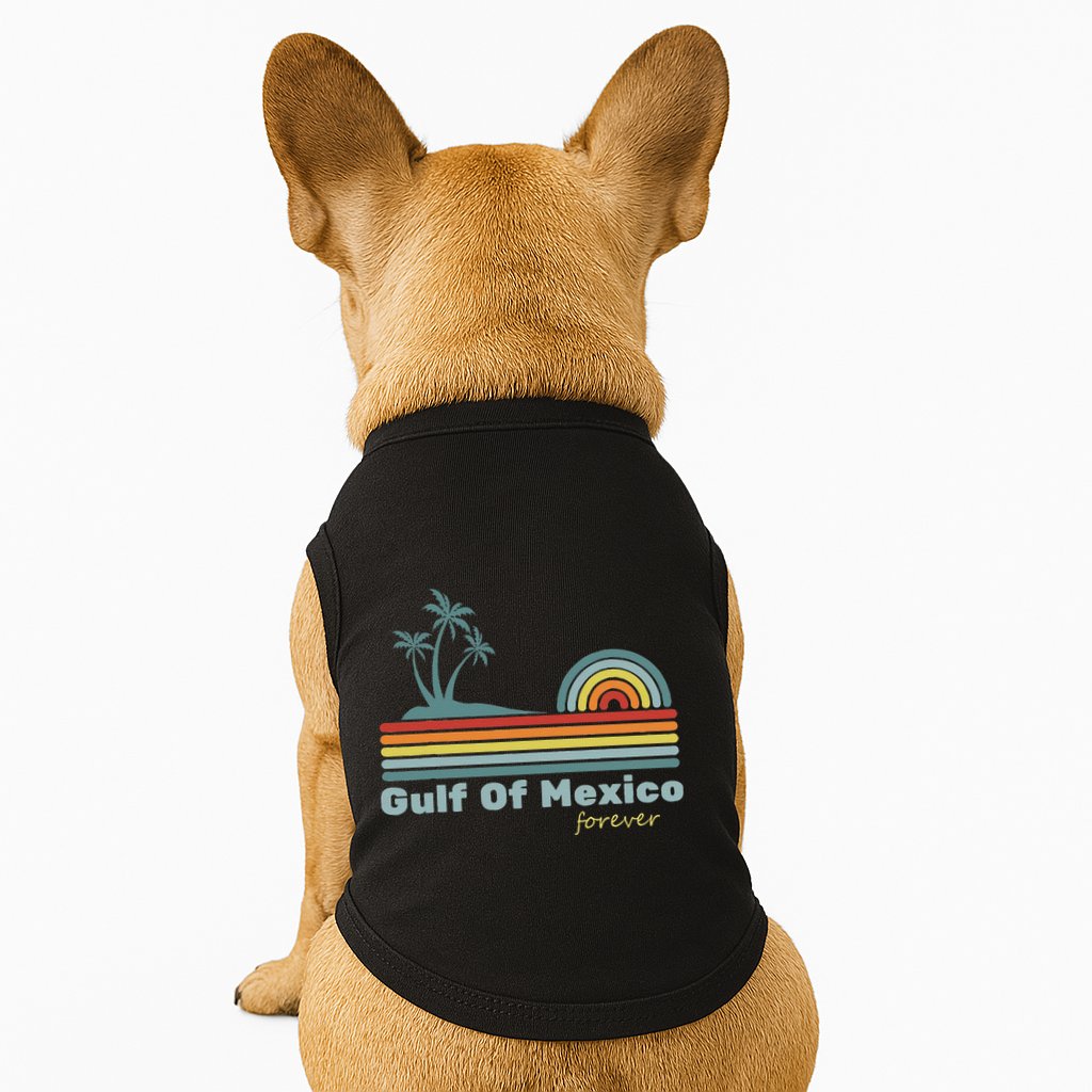 Gulf Of Mexico Forever Retro Vintage Palm Classic Beach .Png Doggie Tank