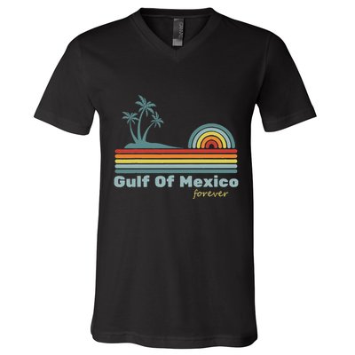 Gulf Of Mexico Forever Retro Vintage Palm Classic Beach .Png V-Neck T-Shirt