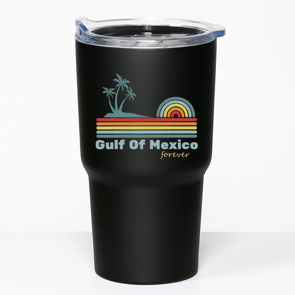 Gulf Of Mexico Forever Retro Vintage Palm Classic Beach .Png Tumbler