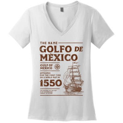 Gulf Of Mexico Name Origin 1550 Women's V-Neck T-Shirt