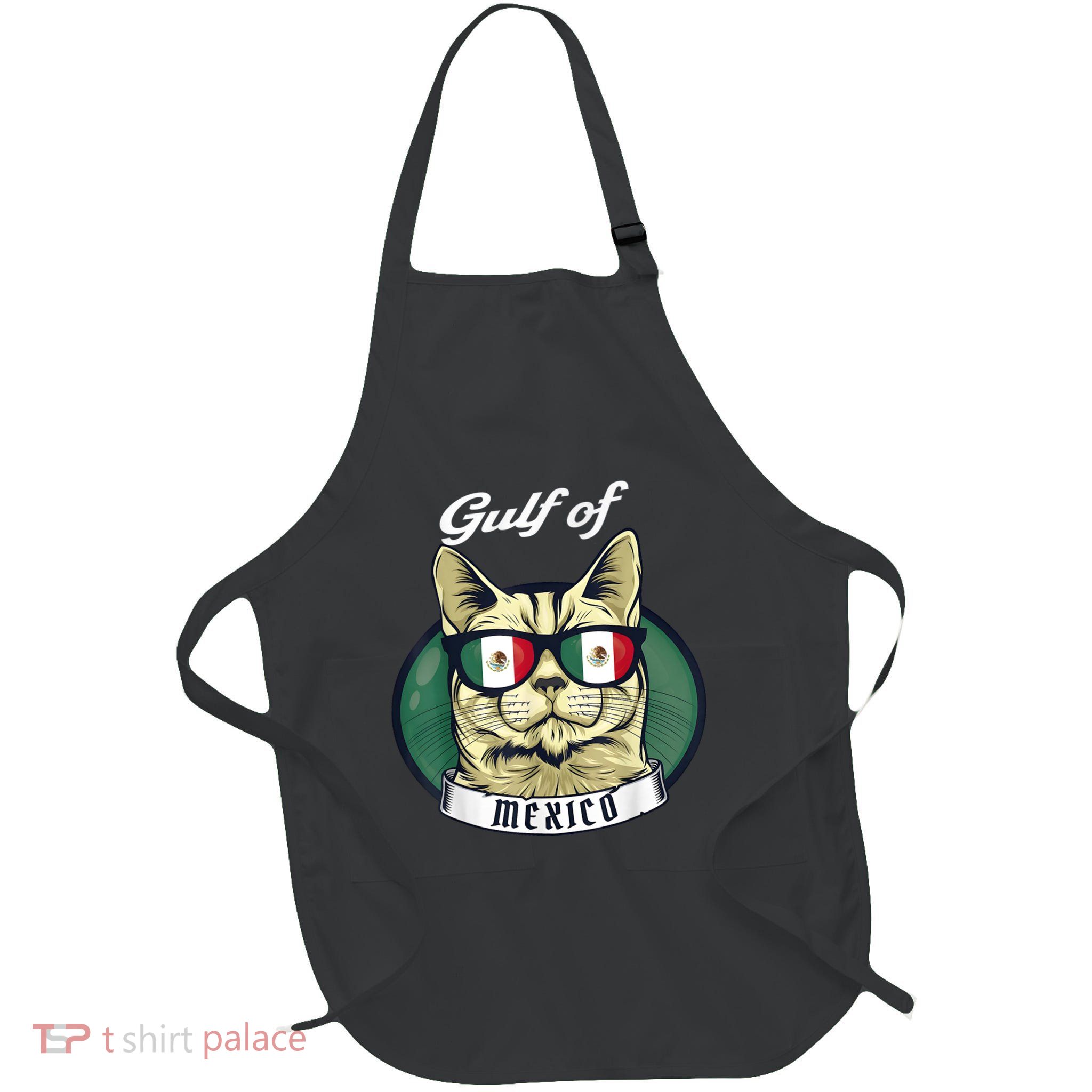 Gulf Of Mexico Forever Funny Cat Mexicans Retro Full-Length Apron With Pockets