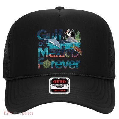 Gulf Of Mexico Forever Marine Wildlife Ocean Conservation High Crown Mesh Back Trucker Hat