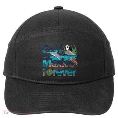 Gulf Of Mexico Forever Marine Wildlife Ocean Conservation 7-Panel Snapback Hat
