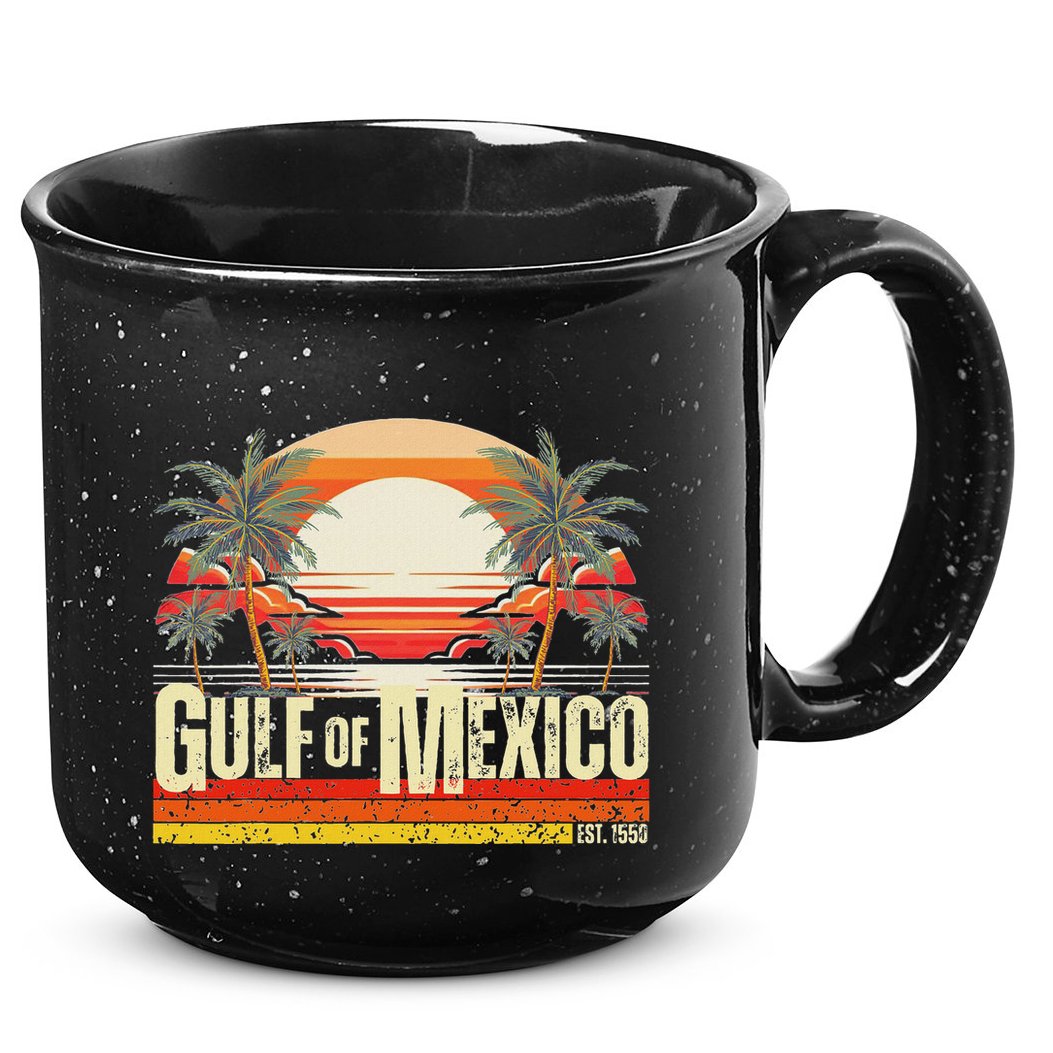 Gulf Of Mexico Forever Vintage Beach Retro Sunset 15oz Campfire Ceramic Mug