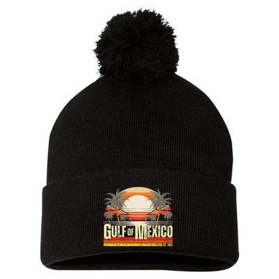 Gulf Of Mexico Forever Vintage Beach Retro Sunset Pom Pom 12in Knit Beanie