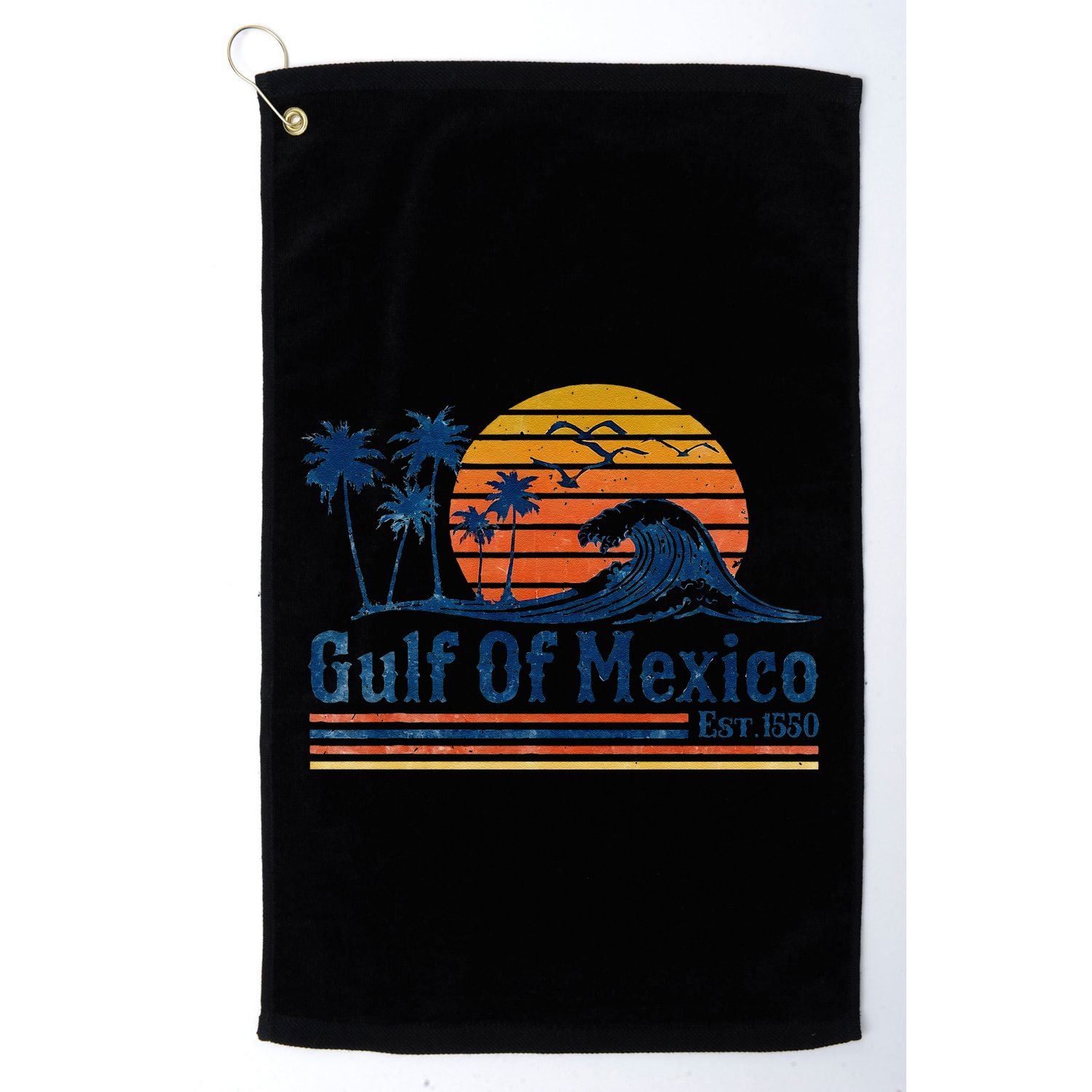 Gulf Of Mexico Est 1550 Retro Vintage Beach .Png Golf Towel