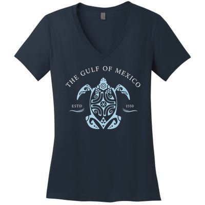 Gulf of Mexico Gulf of Mexico Est 1550 Subtle Turtle  Anti Trump Women's V-Neck T-Shirt