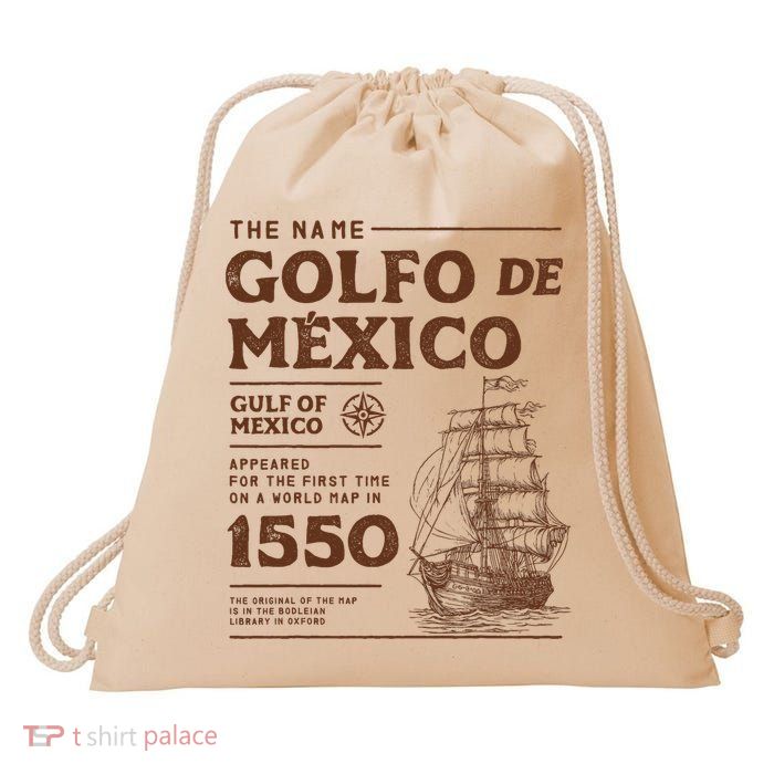 Gulf Of Mexico Name Origin 1550 Drawstring Bag
