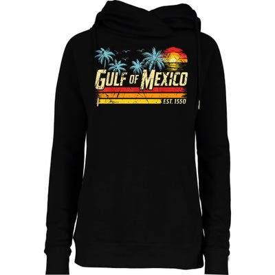 Gulf Of Mexico Forever Retro Vintage Beach Sunset Womens Funnel Neck Pullover Hood