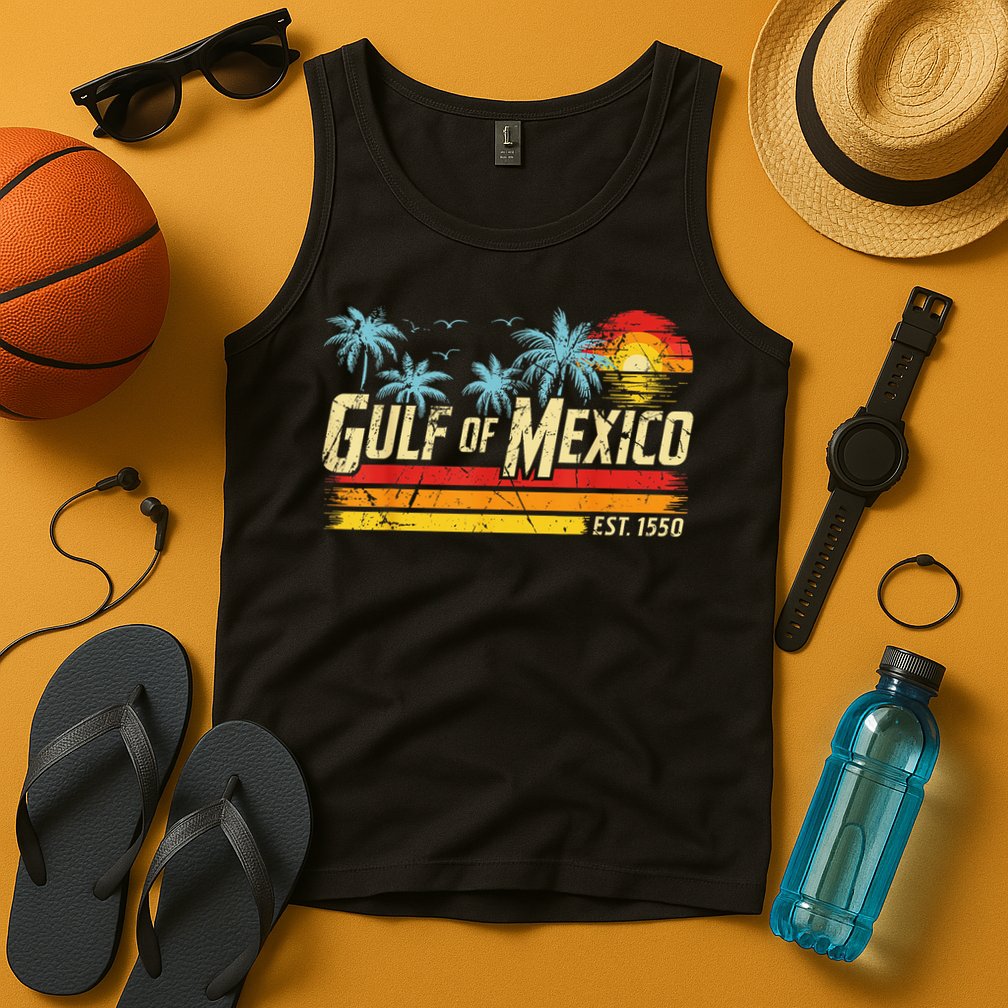 Gulf Of Mexico Forever Retro Vintage Beach Sunset Tank Top