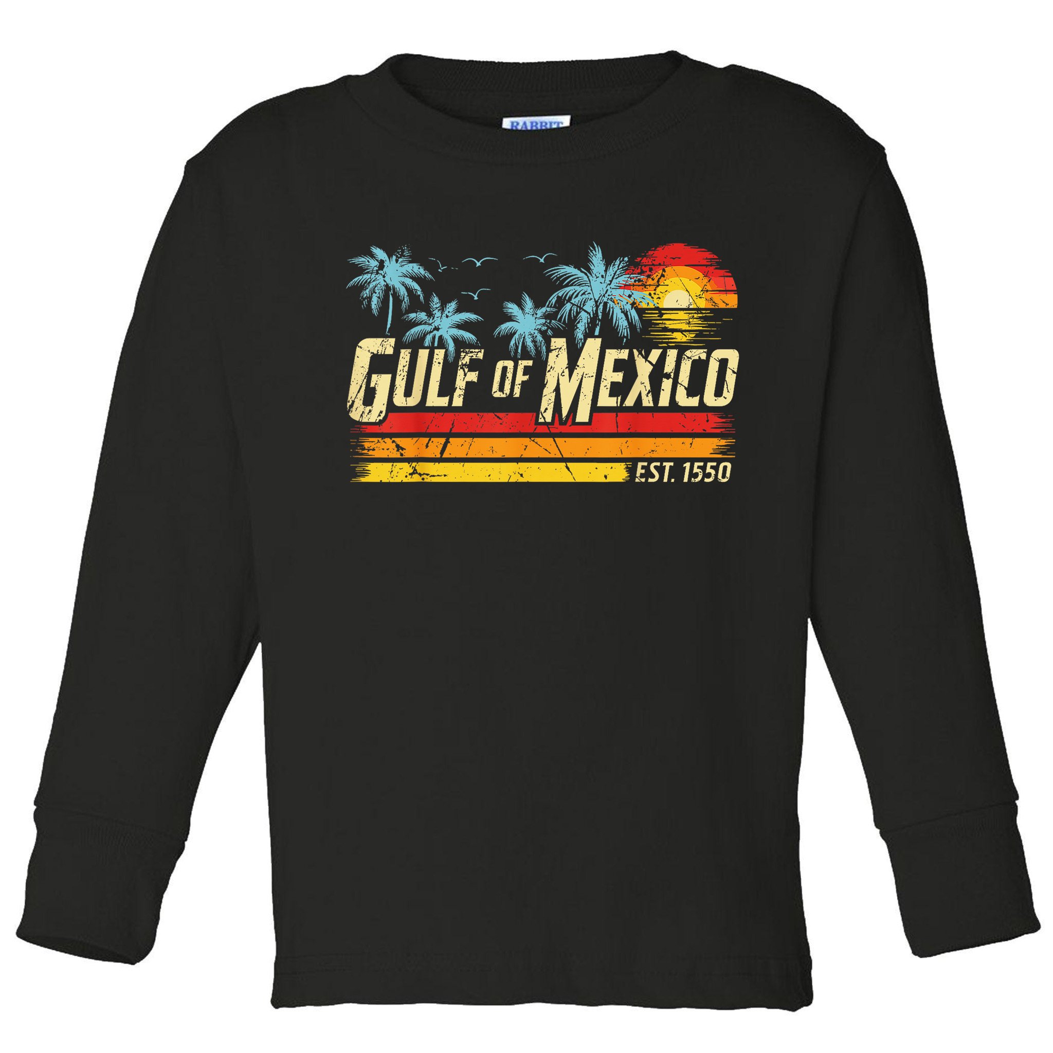 Gulf Of Mexico Forever Retro Vintage Beach Sunset Toddler Long Sleeve Shirt