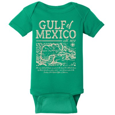 Gulf Of Mexico 1672 Historic Map Retro Gulfo Grunged Map Baby Bodysuit
