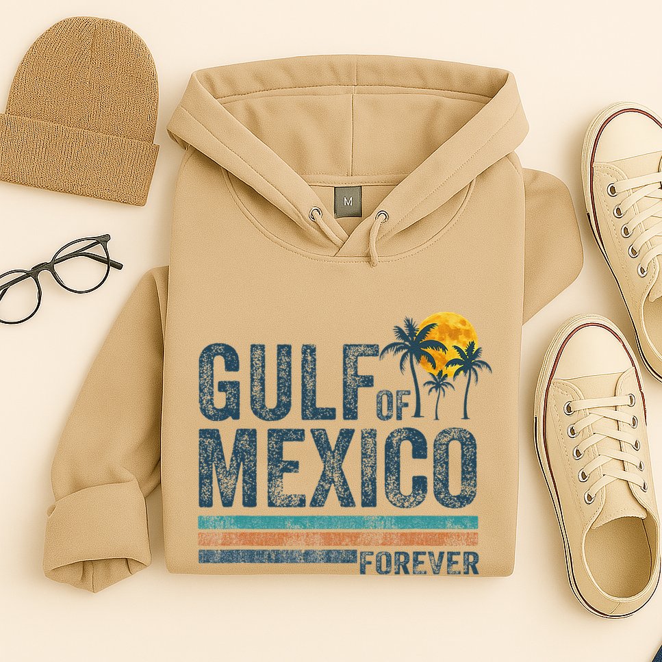 Gulf Of Mexico Forever Retro 70s Sunset Mexican Gulf Hoodie