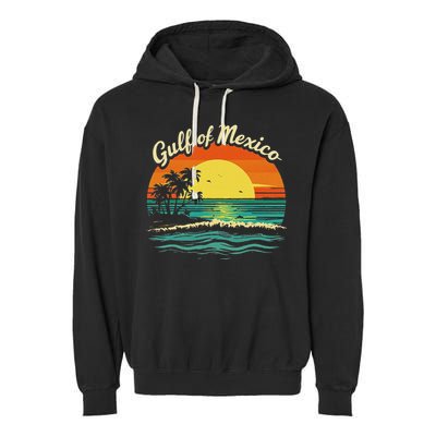Gulf Of Mexico Beach Palms Summer Vacation Garment-Dyed Fleece Hoodie