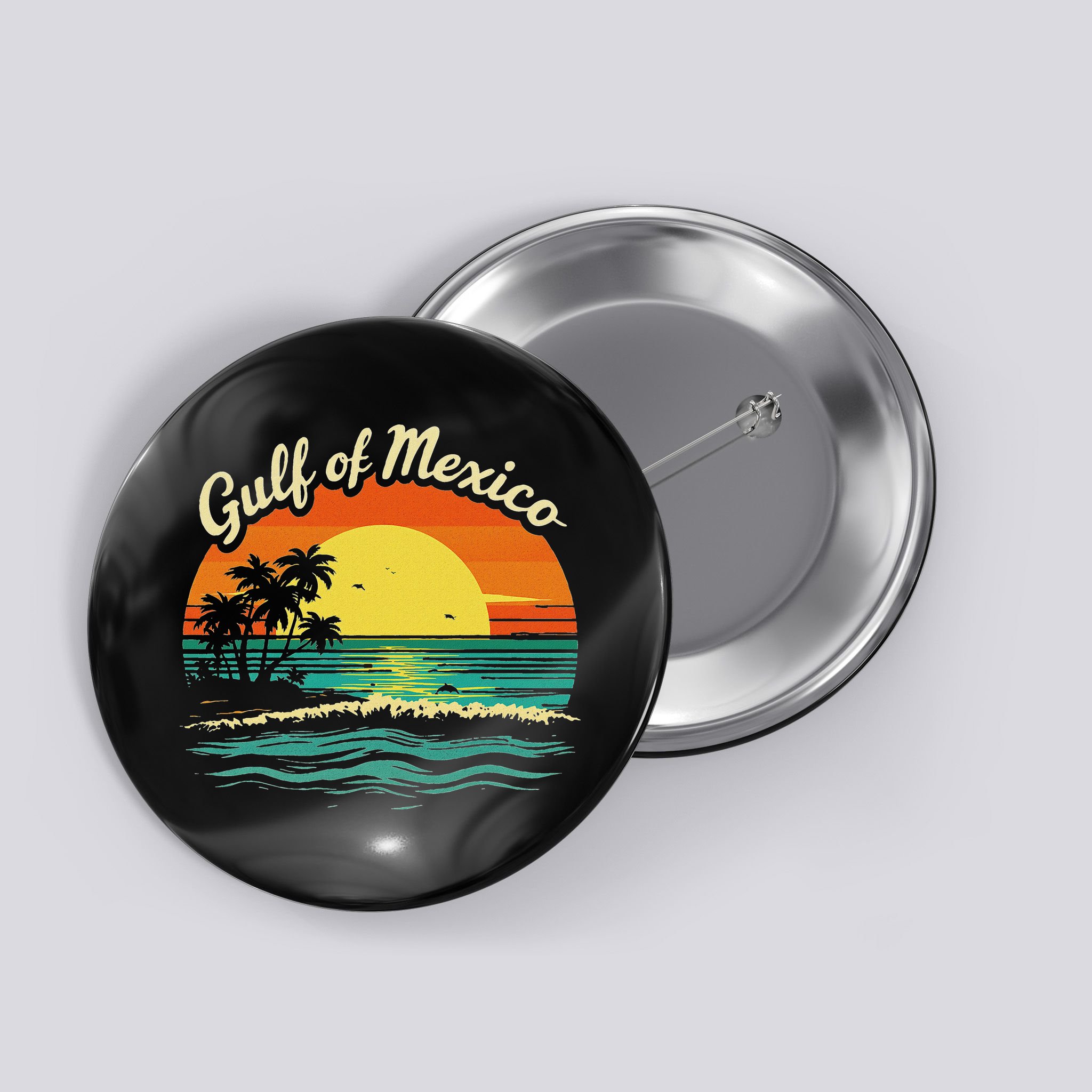 Gulf Of Mexico Beach Palms Summer Vacation Button