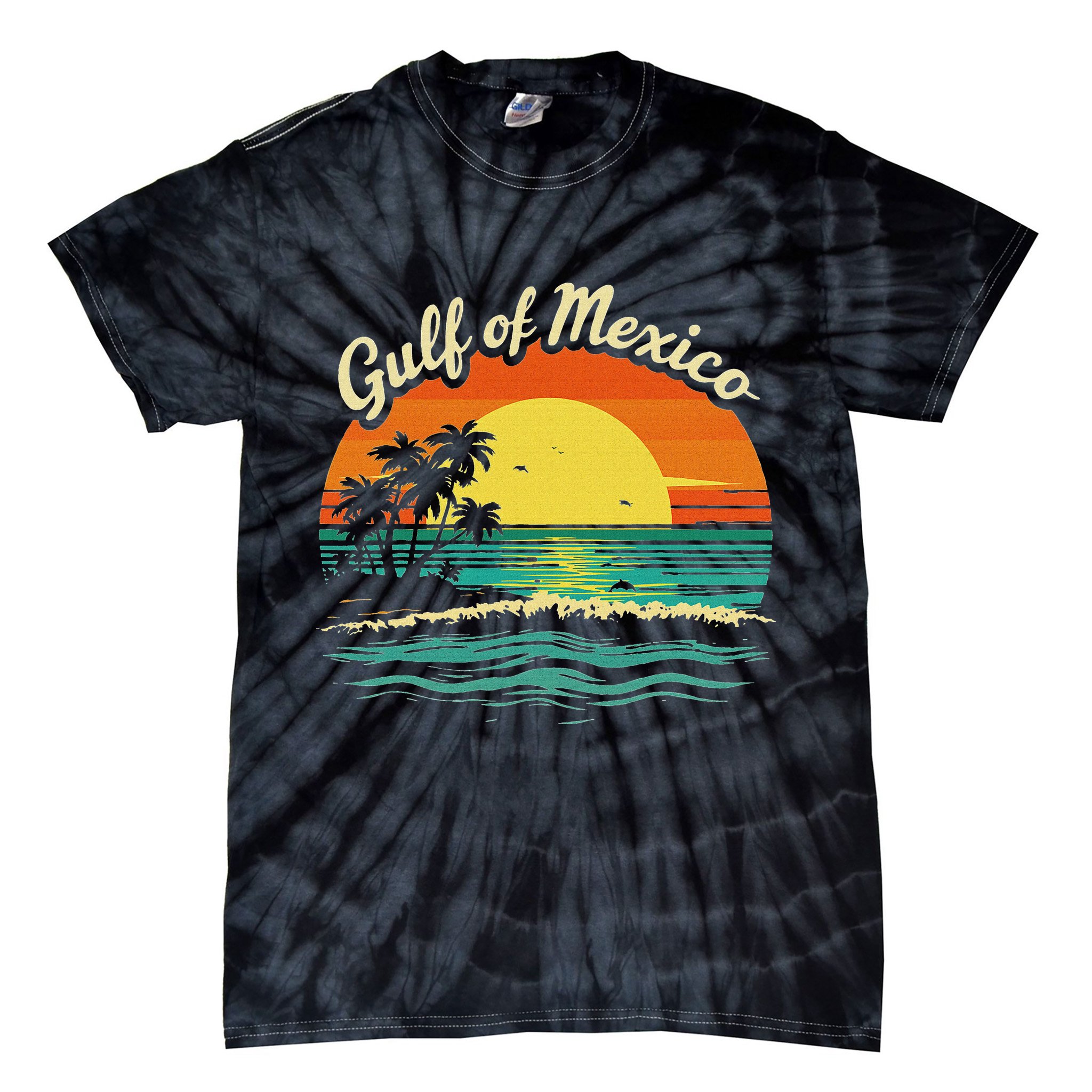Gulf Of Mexico Beach Palms Summer Vacation Tie-Dye T-Shirt