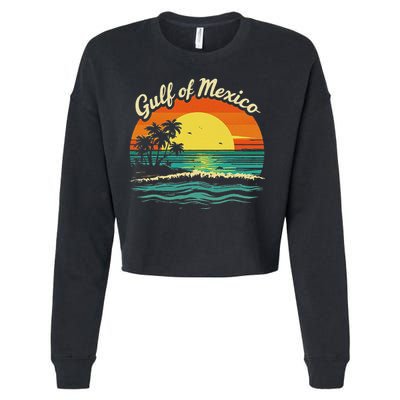 Gulf Of Mexico Beach Palms Summer Vacation Cropped Pullover Crew