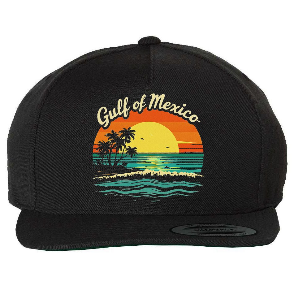 Gulf Of Mexico Beach Palms Summer Vacation Wool Snapback Cap