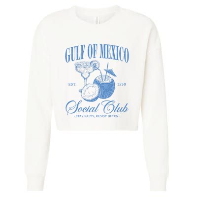 Gulf Of Mexico Vintage Gulf Of Mexico Social Club Est 1550 Cropped Pullover Crew