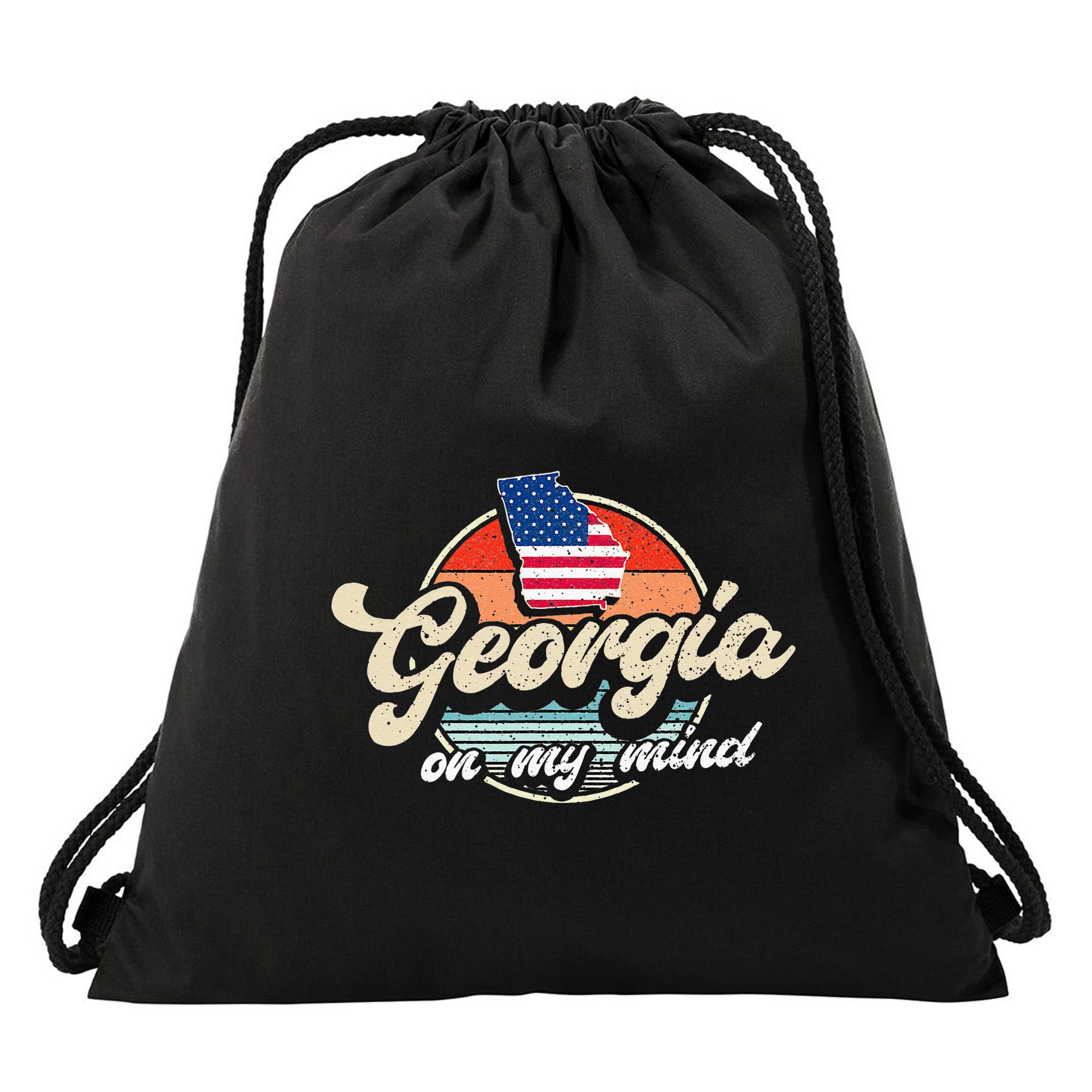 Georgia On My Mind The Peach State Retro USA Proud Georgian Drawstring Bag