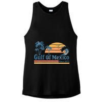 Gulf Of Mexico Beach Vibes Palm Trees Ocean Wave Retro Ladies PosiCharge Tri-Blend Wicking Tank