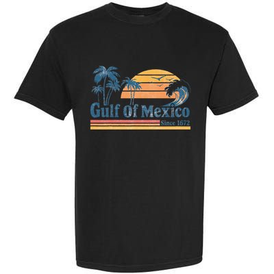 Gulf Of Mexico Beach Vibes Palm Trees Ocean Wave Retro Garment-Dyed Heavyweight T-Shirt