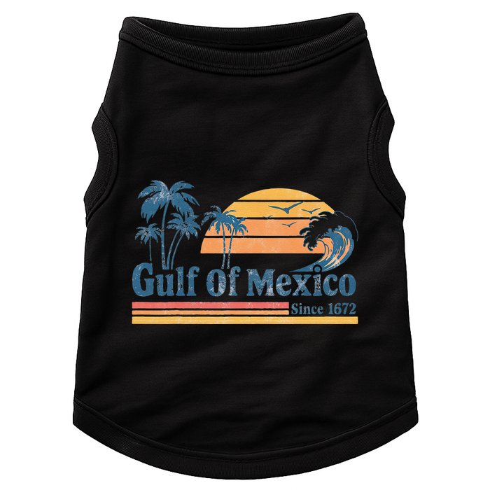 Gulf Of Mexico Beach Vibes Palm Trees Ocean Wave Retro Doggie Tank