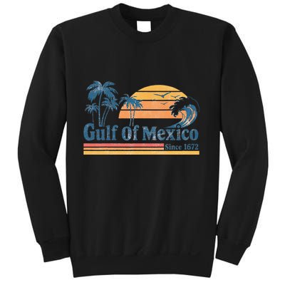 Gulf Of Mexico Beach Vibes Palm Trees Ocean Wave Retro Sweatshirt