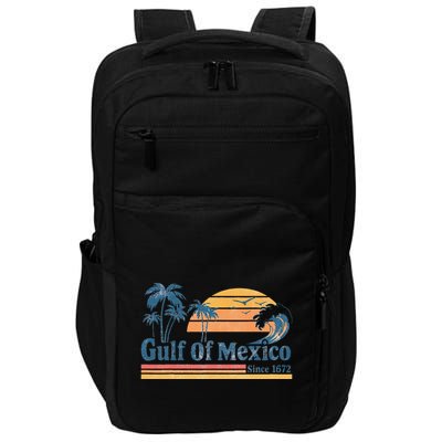 Gulf Of Mexico Beach Vibes Palm Trees Ocean Wave Retro Impact Tech Backpack