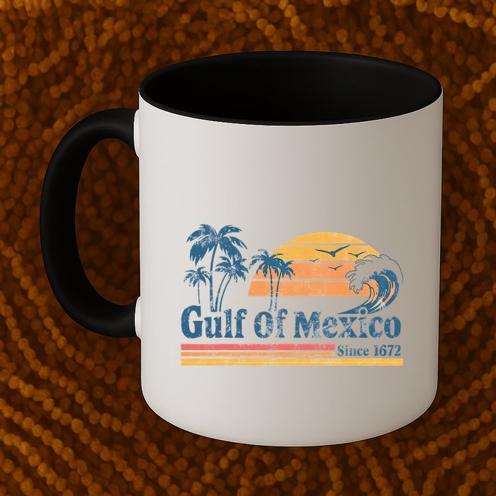 Gulf Of Mexico Beach Vibes Palm Trees Ocean Wave Retro Mug