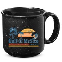Gulf Of Mexico Beach Vibes Palm Trees Ocean Wave Retro 15oz Campfire Ceramic Mug