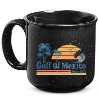 Gulf Of Mexico Beach Vibes Palm Trees Ocean Wave Retro 15oz Campfire Ceramic Mug