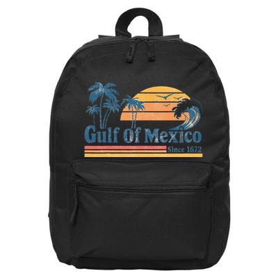 Gulf Of Mexico Beach Vibes Palm Trees Ocean Wave Retro 16 in Basic Backpack