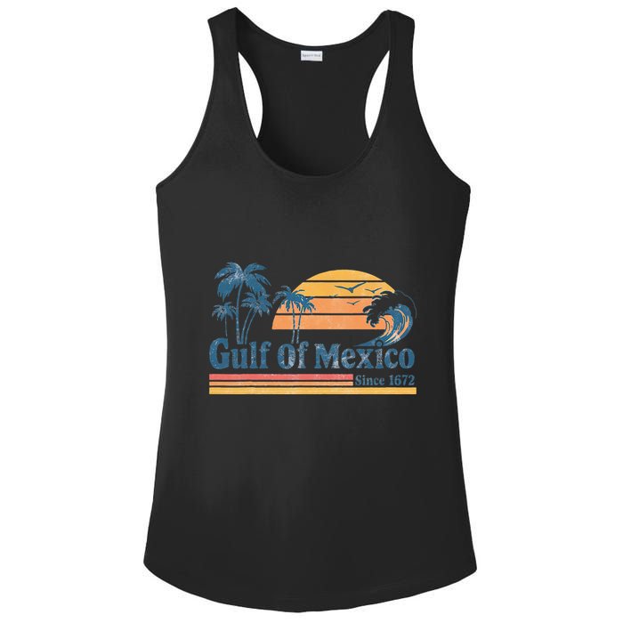 Gulf Of Mexico Beach Vibes Palm Trees Ocean Wave Retro Ladies PosiCharge Competitor Racerback Tank