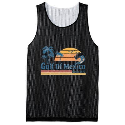 Gulf Of Mexico Beach Vibes Palm Trees Ocean Wave Retro Mesh Reversible Basketball Jersey Tank