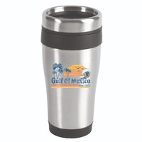 Gulf Of Mexico Beach Vibes Palm Trees Ocean Wave Retro 16oz Travel Tumbler
